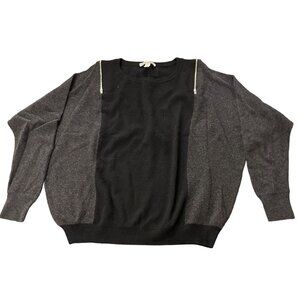 NWOT Autumn 100% Pure Cashmere Color-Block Knit Pullover Sz Small Black/Grey NEW